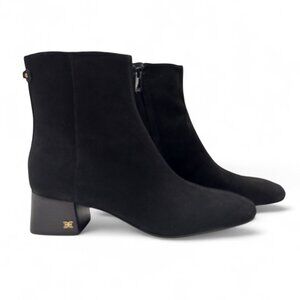 Sam Edelman Women's Paige Size 8 M Black Suede Zipper Block Heel Ankle Booties